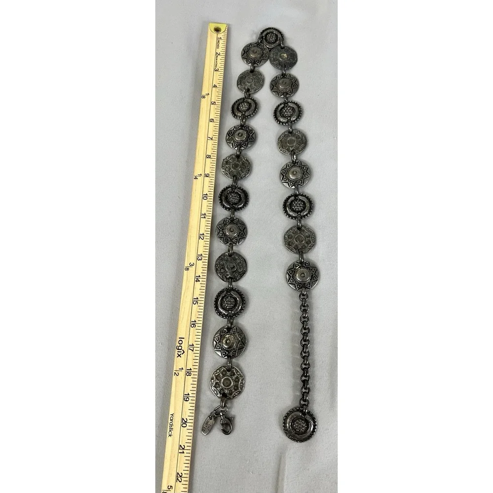 Vintage 90s The Limited Made in Italy Silver Tone Metal Chain Medallion Belt 38'